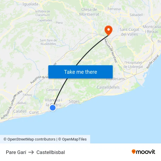 Pare Garí to Castellbisbal map