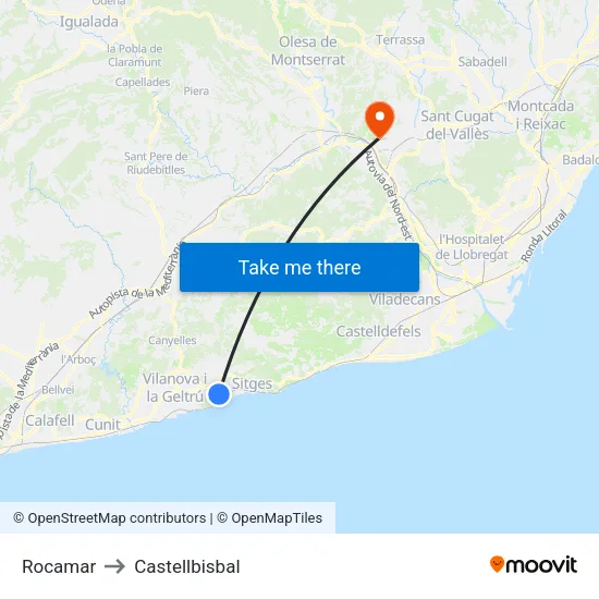 Rocamar to Castellbisbal map