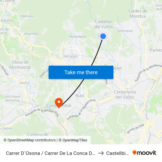 Carrer D´Osona / Carrer De La Conca De Barberà to Castellbisbal map