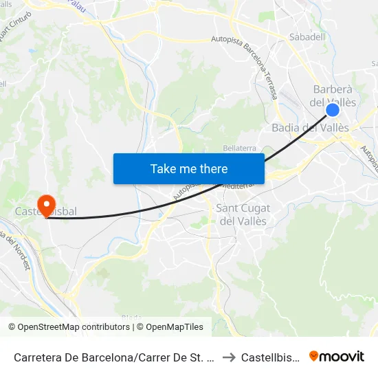 Carretera De Barcelona/Carrer De St. Pere to Castellbisbal map