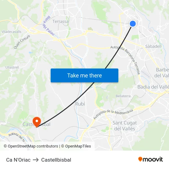 Ca N'Oriac to Castellbisbal map