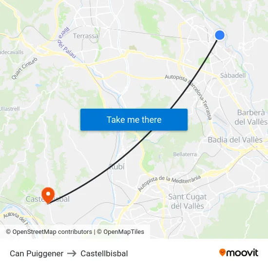 Can Puiggener to Castellbisbal map