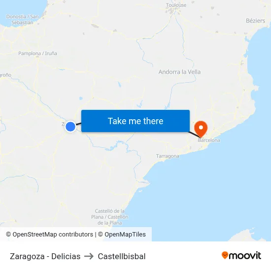 Zaragoza - Delicias to Castellbisbal map
