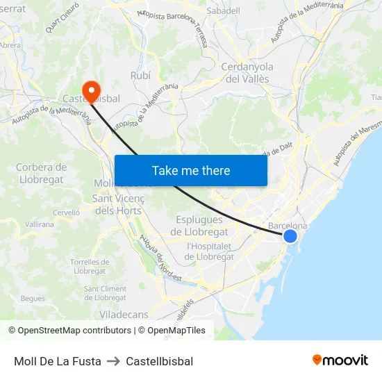 Moll De La Fusta to Castellbisbal map