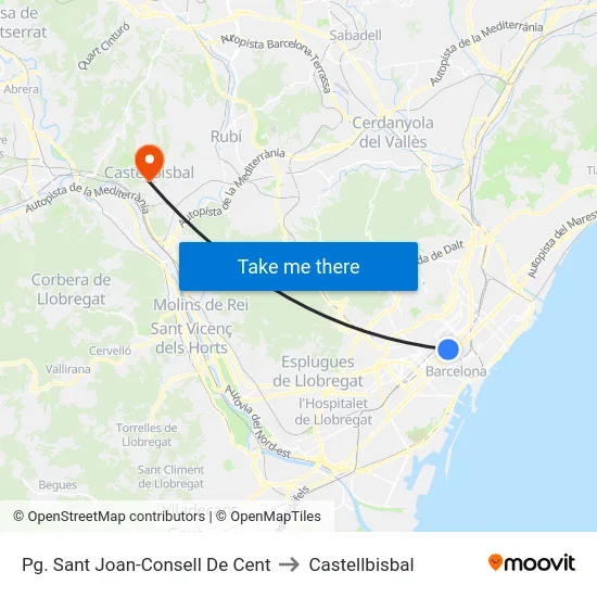 Pg. Sant Joan-Consell De Cent to Castellbisbal map
