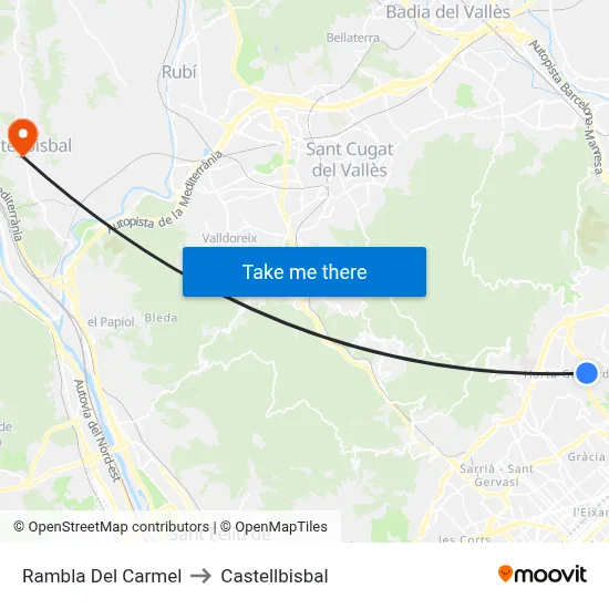 Rambla Del Carmel to Castellbisbal map