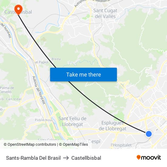Sants-Rambla Del Brasil to Castellbisbal map