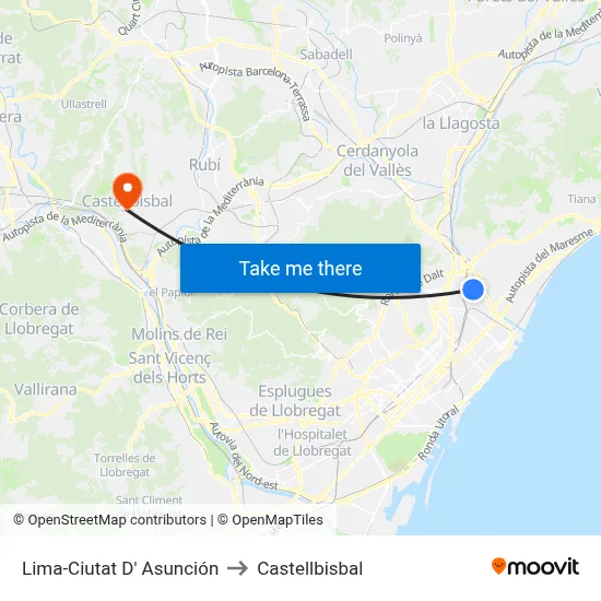 Lima-Ciutat D' Asunción to Castellbisbal map
