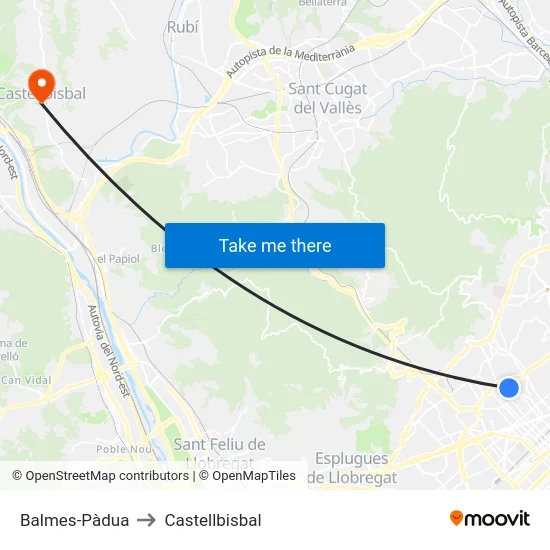 Balmes-Pàdua to Castellbisbal map