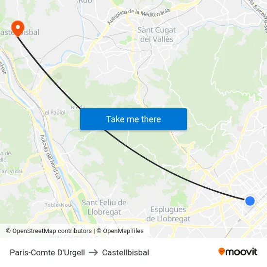 París-Comte D'Urgell to Castellbisbal map