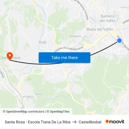 Santa Rosa - Escola Tiana De La Riba to Castellbisbal map