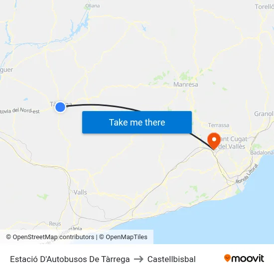 Estació D'Autobusos De Tàrrega to Castellbisbal map