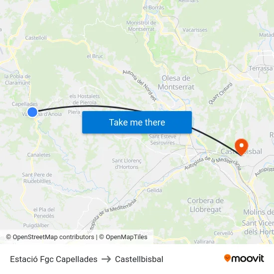 Estació Fgc Capellades to Castellbisbal map