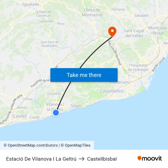 Estació De Vilanova I La Geltrú to Castellbisbal map