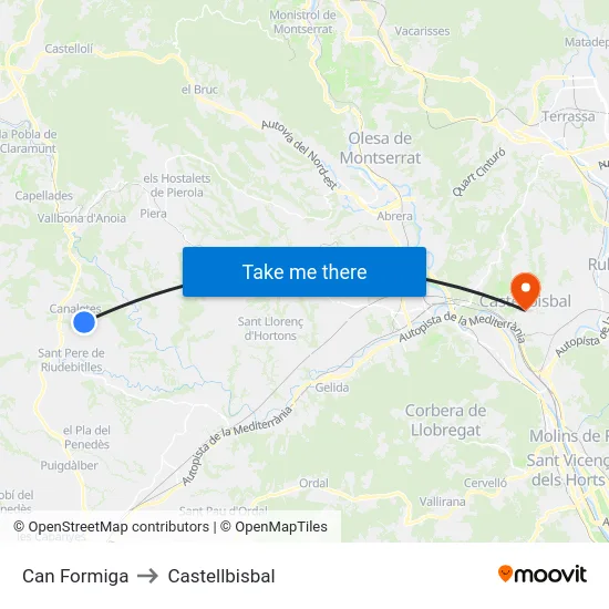 Can Formiga to Castellbisbal map
