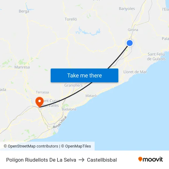 Polígon Riudellots De La Selva to Castellbisbal map