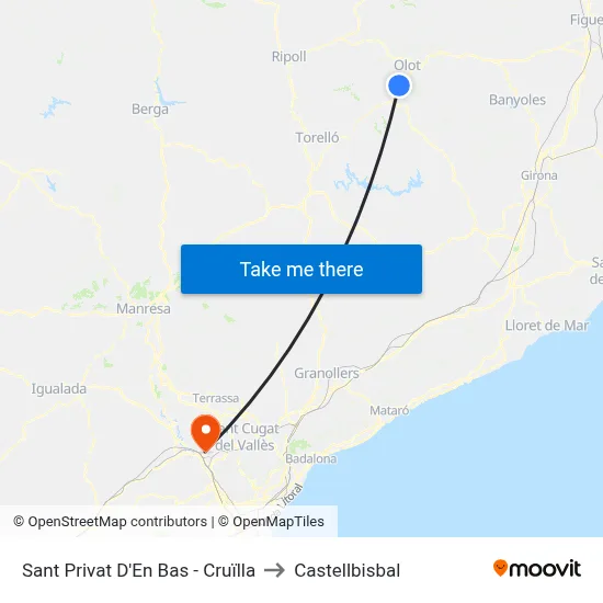 Sant Privat D'En Bas - Cruïlla to Castellbisbal map