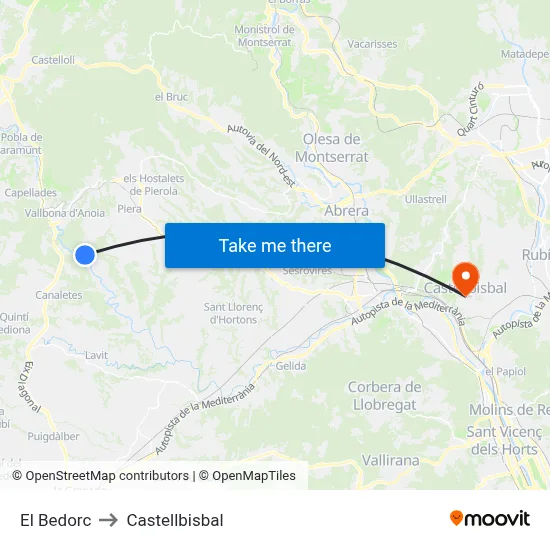 El Bedorc to Castellbisbal map