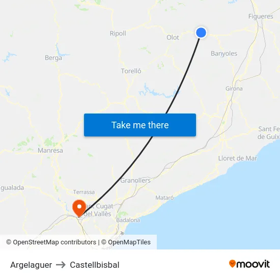 Argelaguer to Castellbisbal map
