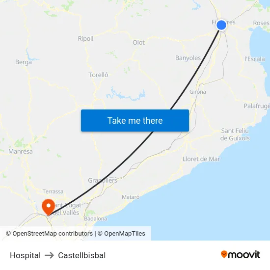 Hospital to Castellbisbal map