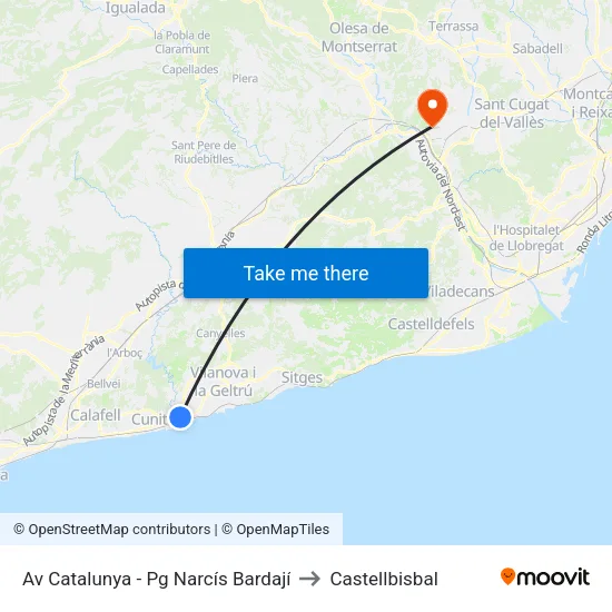Centre Cubelles - Hostal Foix to Castellbisbal map