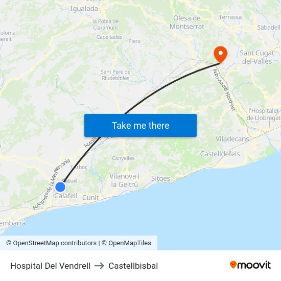 Hospital Del Vendrell to Castellbisbal map