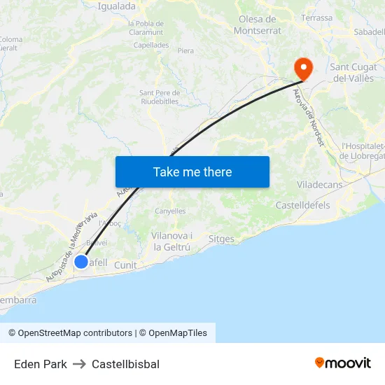 Eden Park to Castellbisbal map