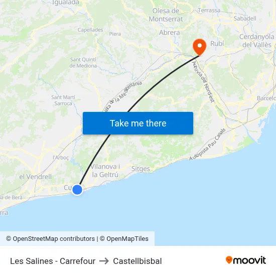Les Salines - Carrefour to Castellbisbal map