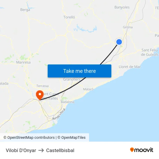 Vilobí D'Onyar to Castellbisbal map