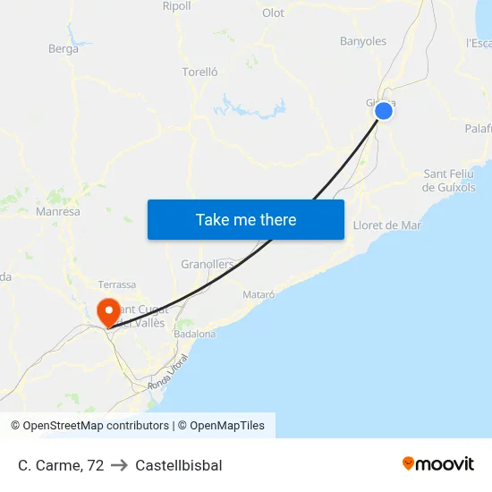 C. Carme, 72 to Castellbisbal map