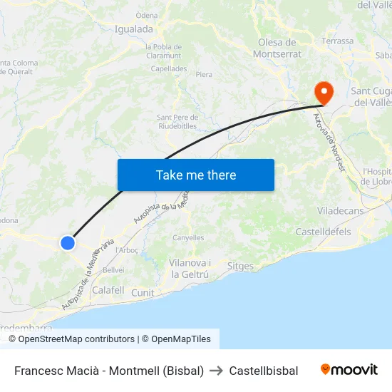 Francesc Macià - Montmell (Bisbal) to Castellbisbal map
