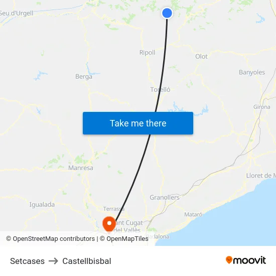 Setcases to Castellbisbal map