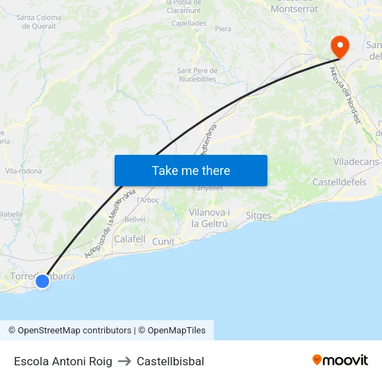 Escola Antoni Roig to Castellbisbal map