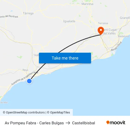 Av Pompeu Fabra - Carles Buïgas to Castellbisbal map