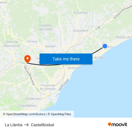 La Llàntia to Castellbisbal map