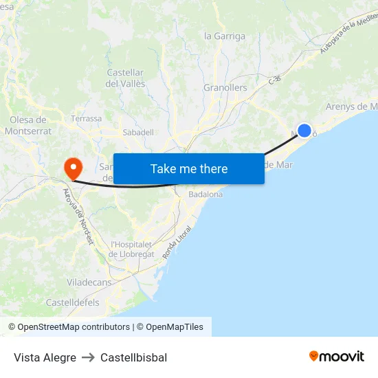 Vista Alegre to Castellbisbal map
