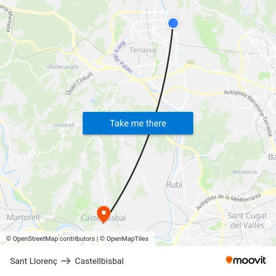 Sant Llorenç to Castellbisbal map