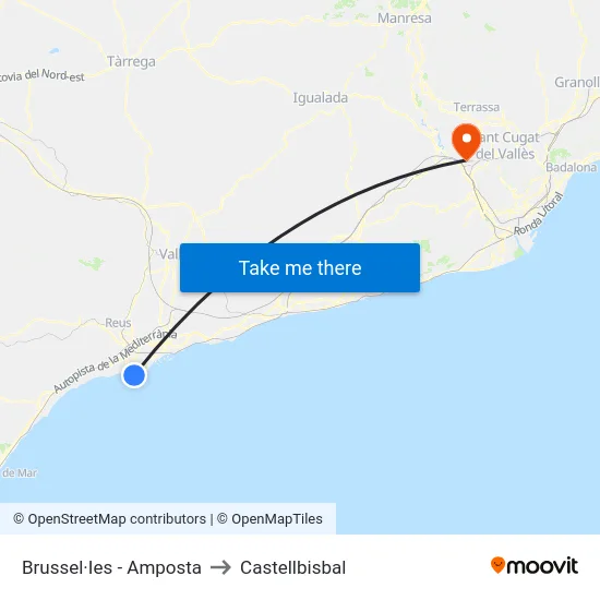 Brussel·Ies - Amposta to Castellbisbal map