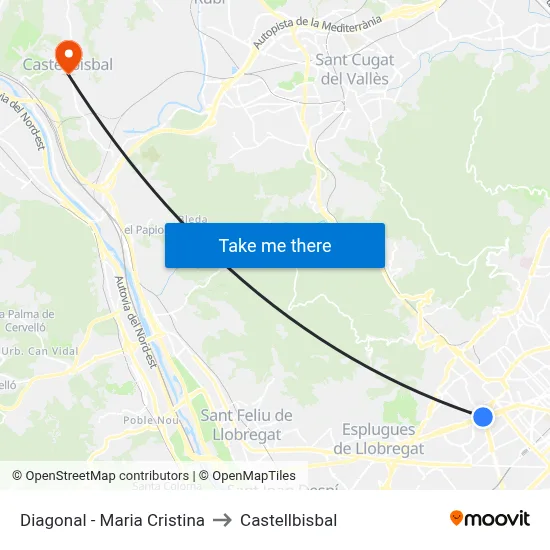 Diagonal - Maria Cristina to Castellbisbal map