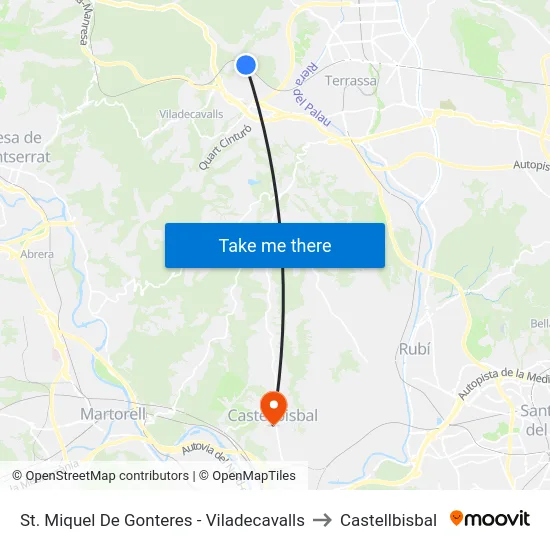 St. Miquel De Gonteres - Viladecavalls to Castellbisbal map