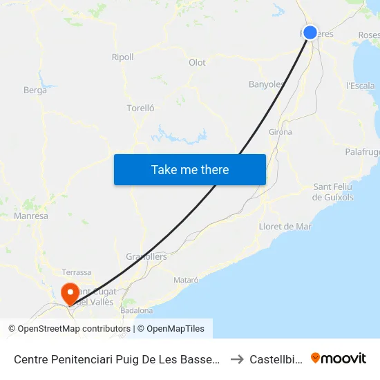 Centre Penitenciari Puig De Les Basses, Figueres to Castellbisbal map