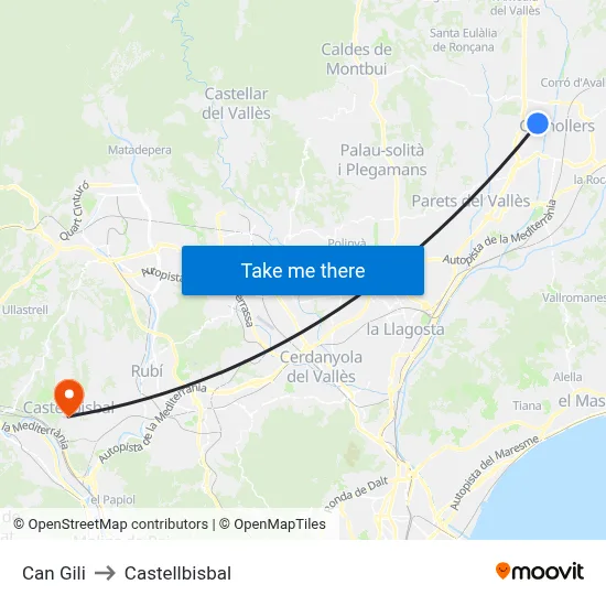 Can Gili to Castellbisbal map
