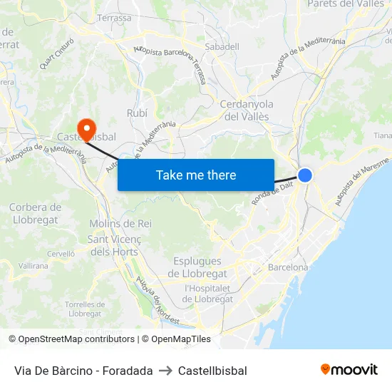 Via De Bàrcino - Foradada to Castellbisbal map