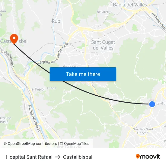 Hospital Sant Rafael to Castellbisbal map