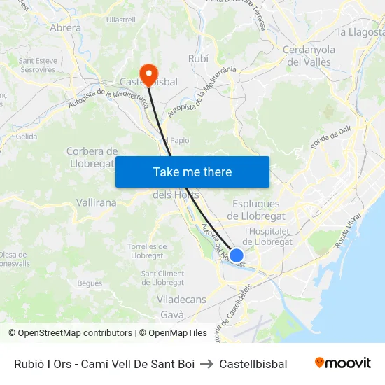 Rubió I Ors - Camí Vell De Sant Boi to Castellbisbal map