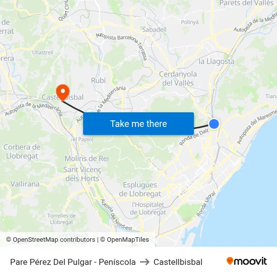 Pare Pérez Del Pulgar - Peníscola to Castellbisbal map