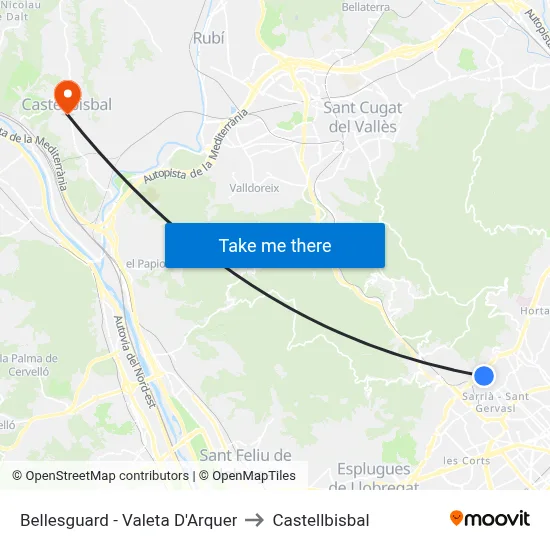 Bellesguard - Valeta D'Arquer to Castellbisbal map