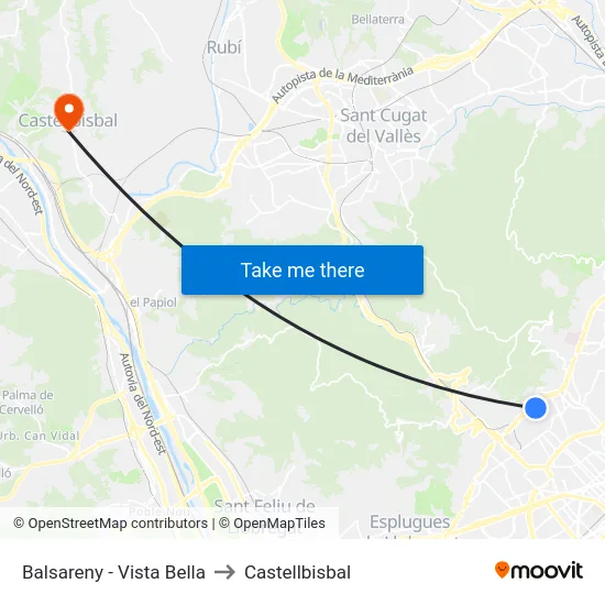 Balsareny - Vista Bella to Castellbisbal map