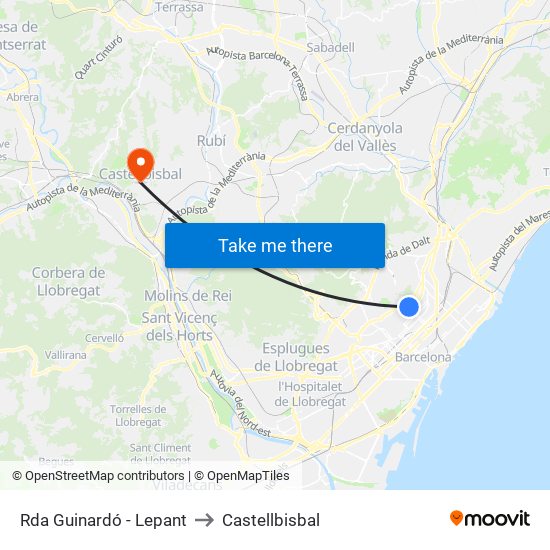 Rda Guinardó - Lepant to Castellbisbal map