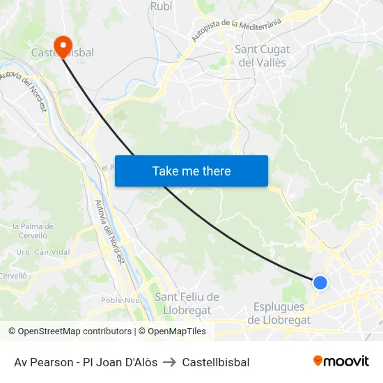 Av Pearson - Pl Joan D'Alòs - Final De Trajecte to Castellbisbal map
